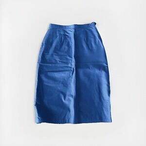 Vintage 80s Leather Skirt Avon Midi Wiggle Skirt Punk New Age Electric Blue 9/10